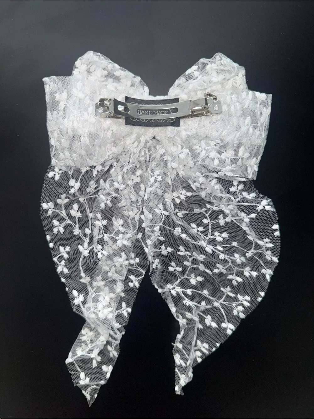Delicate White Lace Bow Hair Accessory